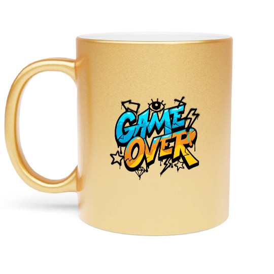 Graffiti Style Game Over Typography Metallic Mugs