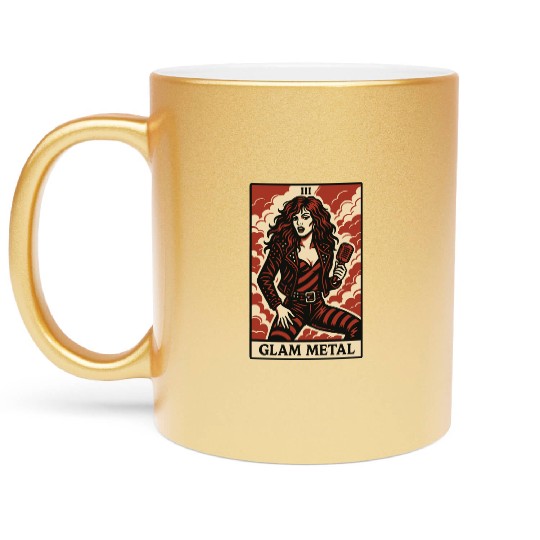 Glam Metal Tarot Card – Fierce, Flashy, and Loud Metallic Mugs