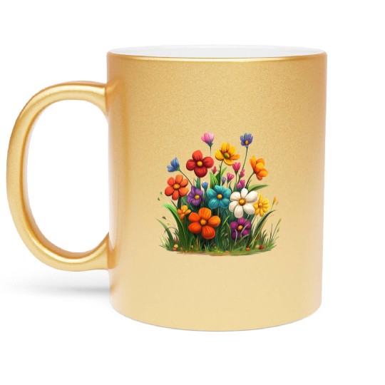 Vibrant Spring Blossom Garden Design Metallic Mugs