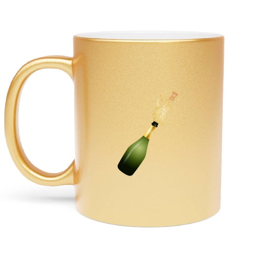 A champagne bottle – for New Year's Eve & parties Metallic Mugs