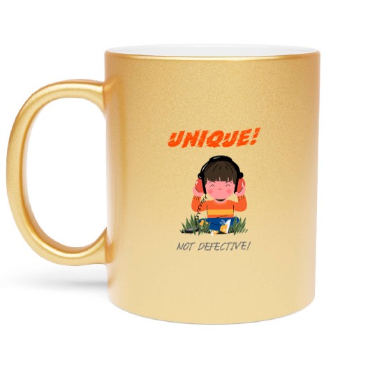Unique Not Defective Autism Advocacy Metallic Mugs