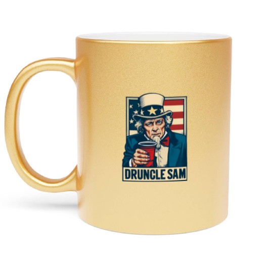 Druncle Sam Funny 4th Of July Druncle Sam Metallic Mugs