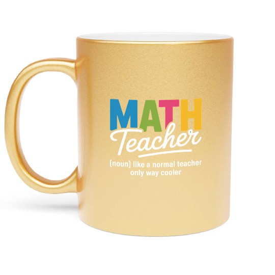 Colorful Math Teacher Illustration Metallic Mugs