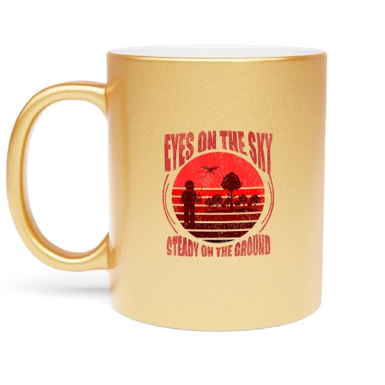 EYES ON THE SKY, MAP DRONE Metallic Mugs