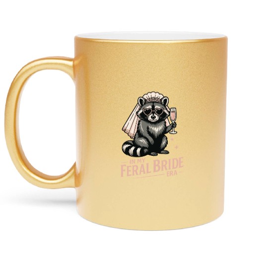 Feral Bride Era Funny Raccoon Bride with Champagne Metallic Mugs