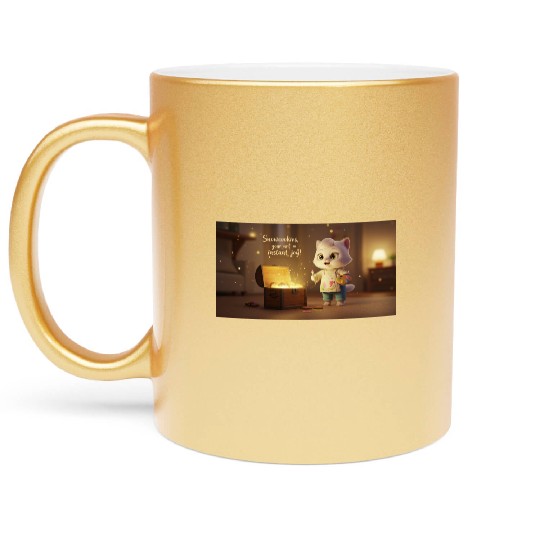 A magical hyper-realistic 3D render  Metallic Mugs