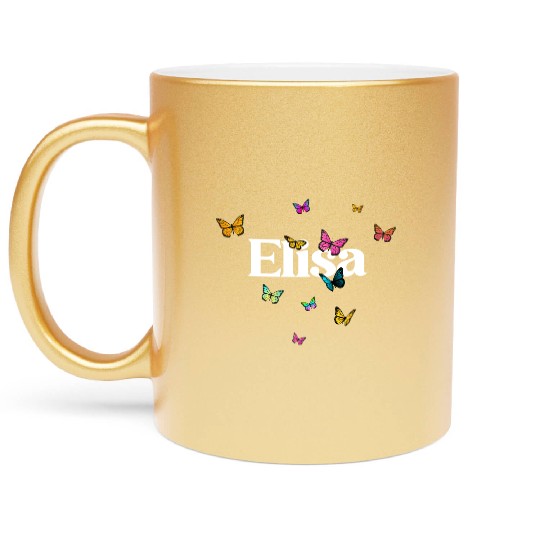 ELISA - beautiful girl name with cute butterflies Metallic Mugs