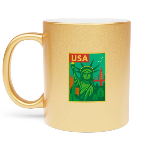 Iconic Statue of Liberty Urban Artwork  Metallic Mugs