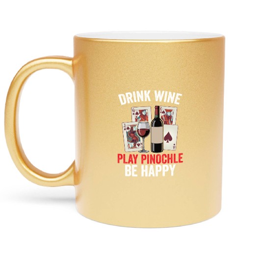 Funny Pinochle And Wine Playing Card Deck Games Metallic Mugs
