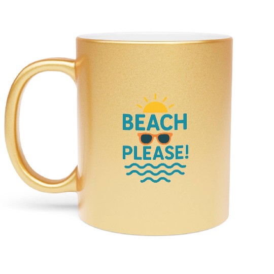 Sunny Beach Vacation Graphic Metallic Mugs