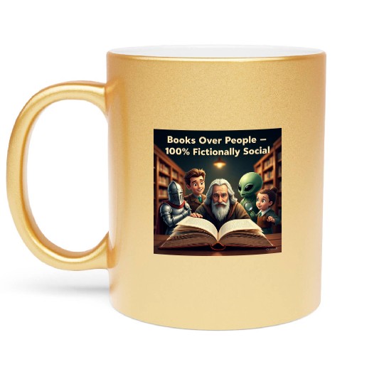 Fictional Alien and Wizard Book Lovers Metallic Mugs
