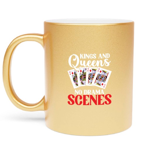 Pinochle Trick Taking Game Drama King Queen Metallic Mugs