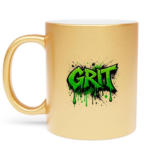 Grit – Bold Green Graffiti Power Metallic Mugs