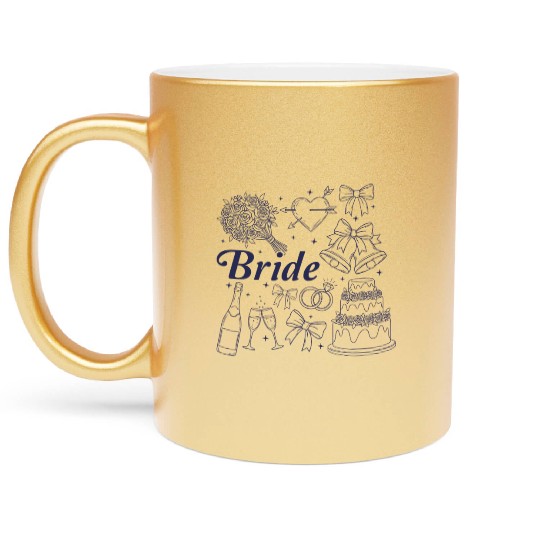 Bride Future Mrs Bow Bridal Wedding Bachelorette Metallic Mugs
