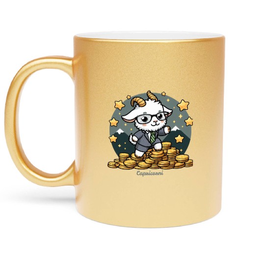 Capricorn Business Goat Illustration Metallic Mugs