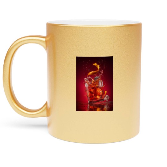 Splashing Negroni Cocktail Metallic Mugs