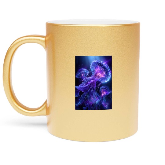 Neon Glow Jellyfish Metallic Mugs