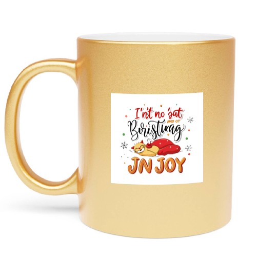 Festive Cat Joy Christmas Design Metallic Mugs