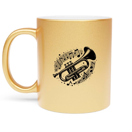Trumpet Meets Musical Note Loud, Wild, Beautiful Metallic Mugs