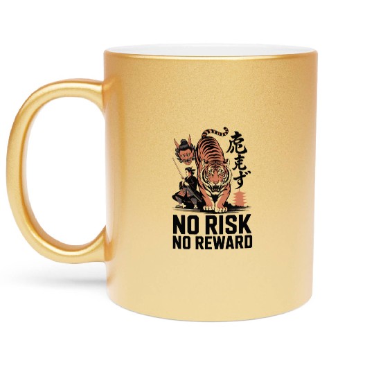 Samurai and Tiger no risk no reward Metallic Mugs