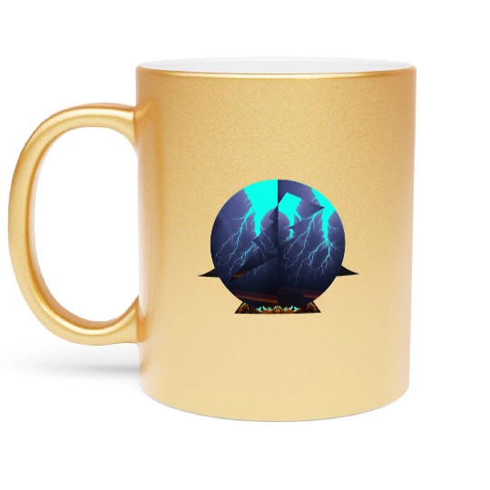 Royal Blue Lightning Metallic Mugs