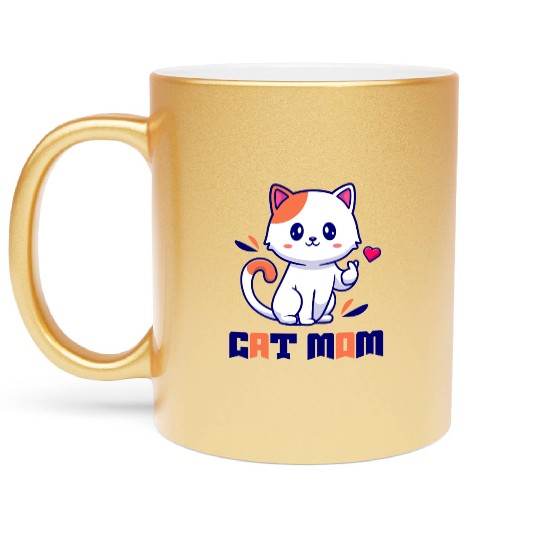 Cute Cat Mom Design Metallic Mugs
