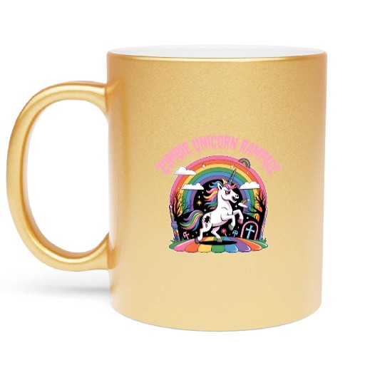 Magical Unicorn Rainbow Dream Scene Metallic Mugs