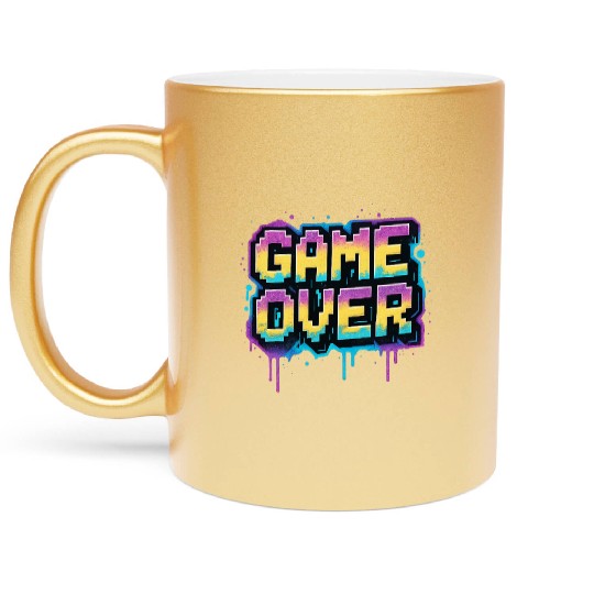 Pixelated Game Over Graffiti Design Metallic Mugs