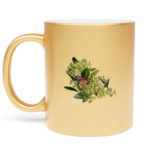 Monarch Butterfly on Euonymus Metallic Mugs