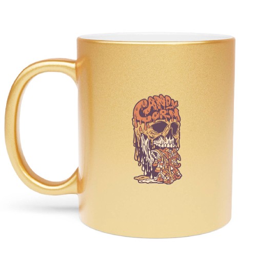 Candy Corn Skull Metallic Mugs