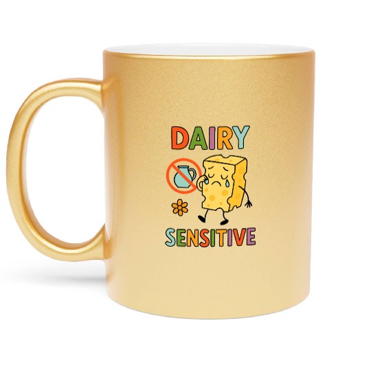 Dairy Sensitive Sad Cartoon Design Metallic Mugs