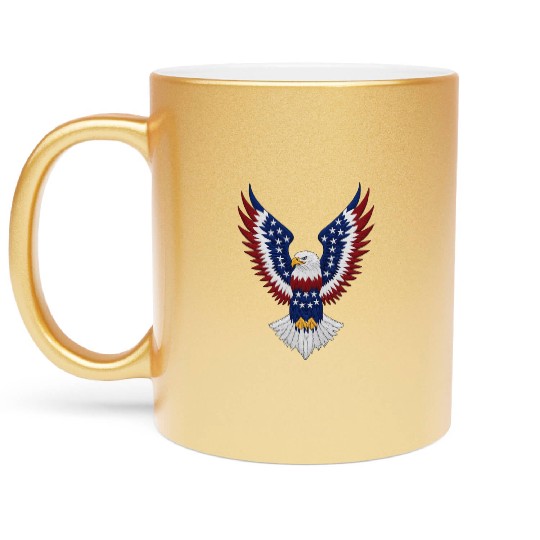 American Bald Eagle with USA Flag Wing Art Design Metallic Mugs