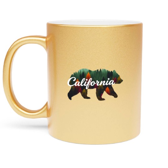 California Bear Forest Scene Metallic Mugs