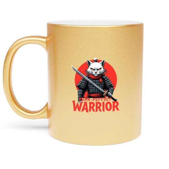 Purr-Perfect Warrior Cat Design Metallic Mugs