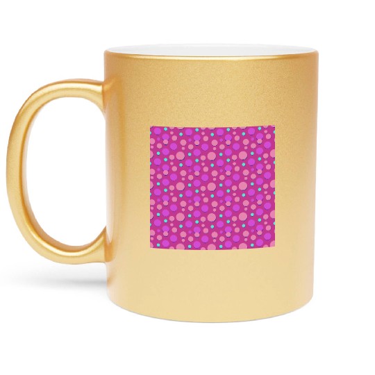 Vibrant Polka Dot Pattern in Pink and Purple Metallic Mugs