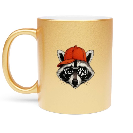 Feral Kid Raccoon Graphic Metallic Mugs