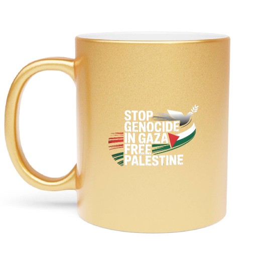 Free Palestine Now – End Genocide in Gaza Metallic Mugs