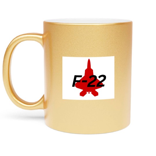 F-22 Stealth Fighter Silhouette Design Metallic Mugs