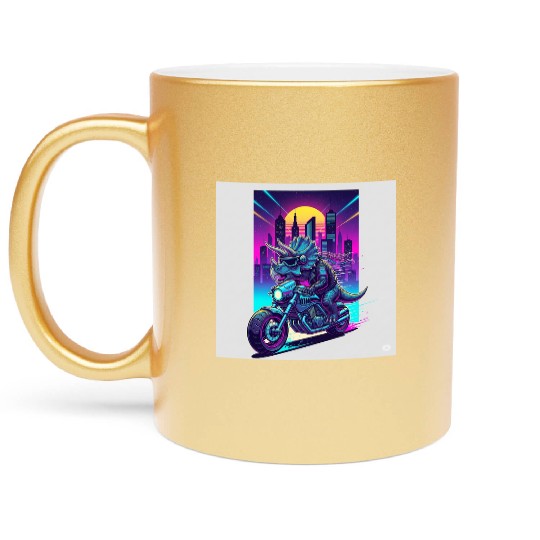 Futuristic Rhinoceros Cyber Ride Metallic Mugs