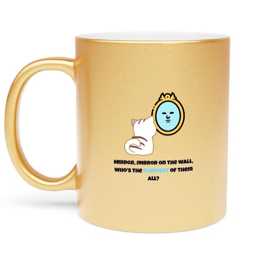 White Cat with Magic Mirror Metallic Mugs