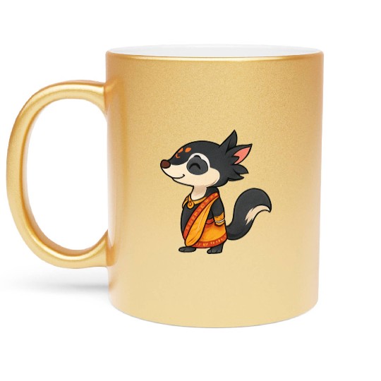 Adorable Animal Character in Vibrant Attire Metallic Mugs