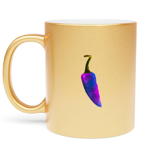 Galaxy Themed Chili Pepper Design Metallic Mugs