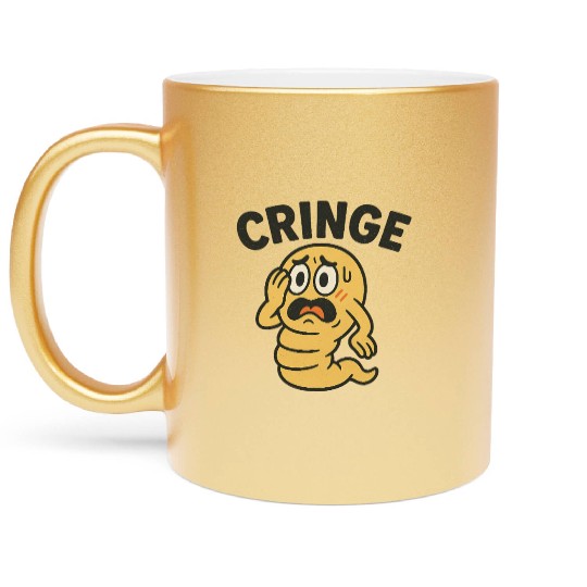 Cringe Meme Worm Illustration Metallic Mugs