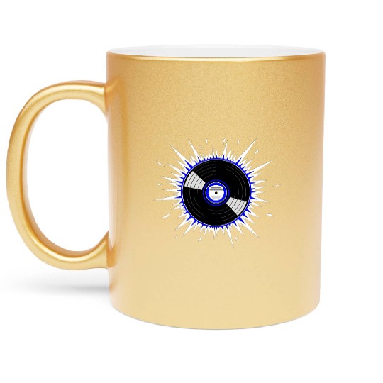 Vinyl Record Starburst Design Metallic Mugs