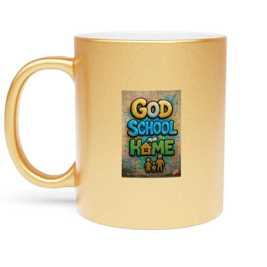 Vibrant Graffiti Style God School Home Design Metallic Mugs