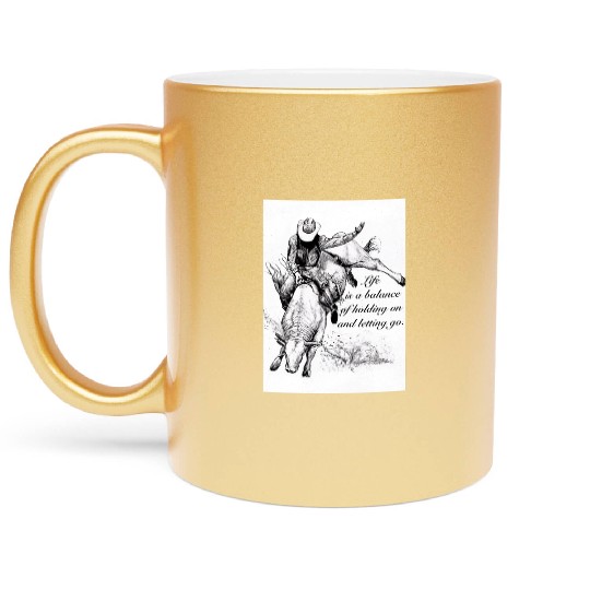 Cowboy Rodeo Rider Inspirational Design Metallic Mugs