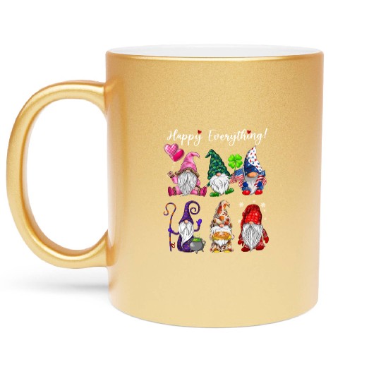 Happy Everything Gnomes Every Seasons All Year Metallic Mugs