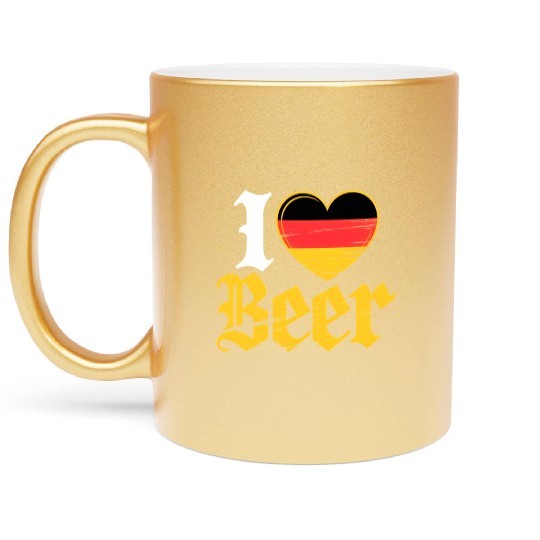 I Love Beer German Bier Funny Germany Flag Metallic Mugs