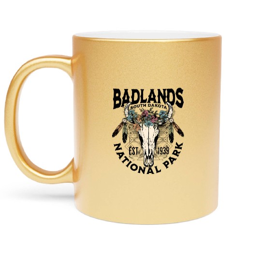Badlands National Park South Dakota Nature Buffalo Metallic Mugs