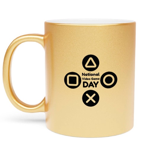 national video game day Metallic Mugs design